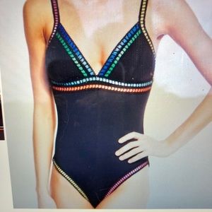 La Blanca Black/Multi Colored One- Piece Swimsuit